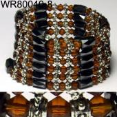 36inch Coffee Glass ,Alloy,Magnetic Wrap Bracelet Necklace All in One Set